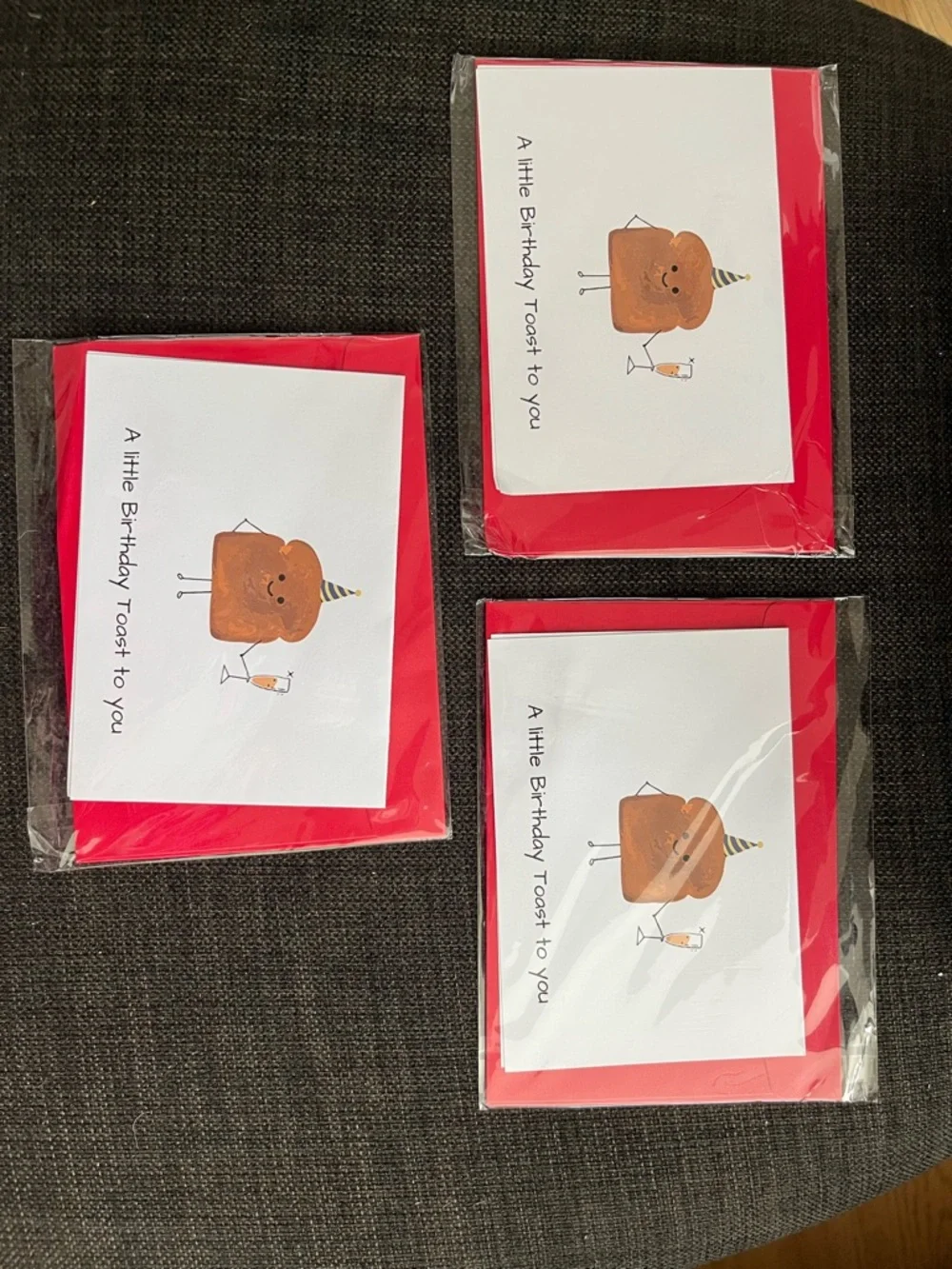 NEW Set of 3, Birthday Toast To You Card, Wine, Party Hat, blank inside